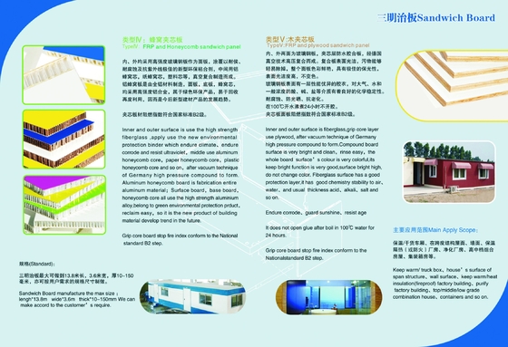 High Level FRP Sandwich Panel Fiberglass Reinforced Plastic Board Weather Resistance